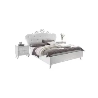 Manželská posteľ NIVEA-P 160x200 cm biela matná / biela ekokoža