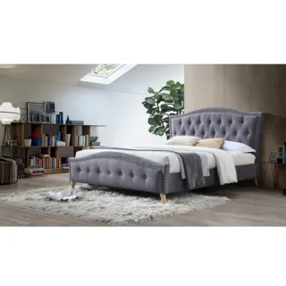 Manželská posteľ GIOVANA 160x200 cm sivá látka
