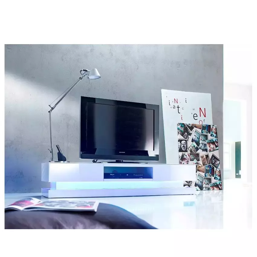 Televízny stolík STEP 59071W4 biely lak vysoký lesk