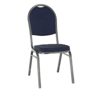 Stohovateľná stolička JEFF 2 NEW látka tmavo modrá + sivý kladivkový rám