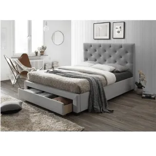 Manželská posteľ SANTOLA látka sivá 180x200 cm
