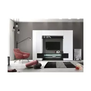 Obývacia stena INCASTRO-Z1 biely lak vysoký lesk / čierny lesk