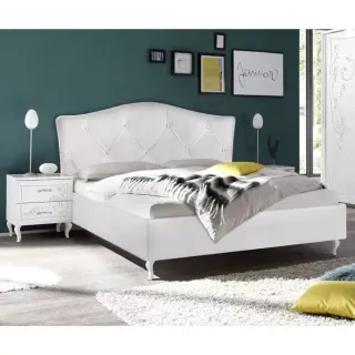 Manželská posteľ GIOIA-P160 biela ekokoža / biela matná
